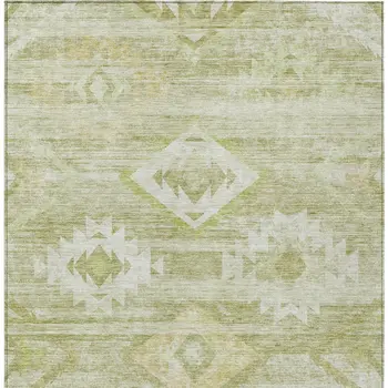 5' X 8' Sage Artichoke Green And Mint Green Southwestern Washable Indoor Outdoor Area Rug