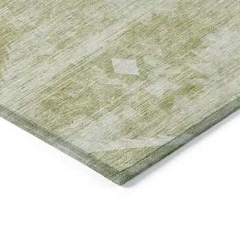 5' X 8' Sage Artichoke Green And Mint Green Southwestern Washable Indoor Outdoor Area Rug