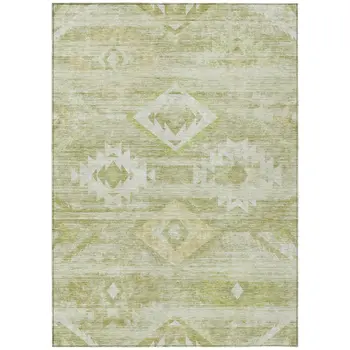 10' X 14' Sage Artichoke Green And Mint Green Southwestern Washable Indoor Outdoor Area Rug