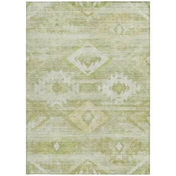 10' X 14' Sage Artichoke Green And Mint Green Southwestern Washable Indoor Outdoor Area Rug