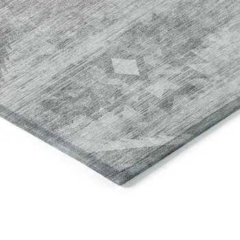 3' X 5' Silver Gray And Charcoal Southwestern Washable Indoor Outdoor Area Rug