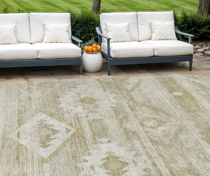 8' X 10' Taupe Beige And Tan Southwestern Washable Indoor Outdoor Area Rug
