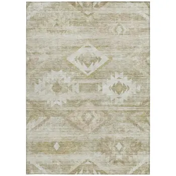 8' X 10' Taupe Beige And Tan Southwestern Washable Indoor Outdoor Area Rug