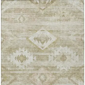 10' X 14' Taupe Beige And Tan Southwestern Washable Indoor Outdoor Area Rug