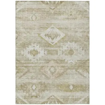 10' X 14' Taupe Beige And Tan Southwestern Washable Indoor Outdoor Area Rug