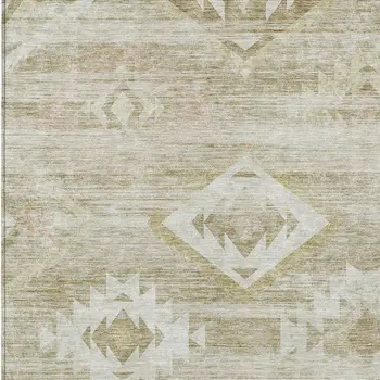 10' X 14' Taupe Beige And Tan Southwestern Washable Indoor Outdoor Area Rug