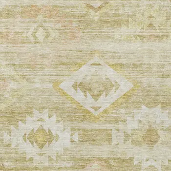 3' X 5' Wheat Gold And Beige Southwestern Washable Indoor Outdoor Area Rug