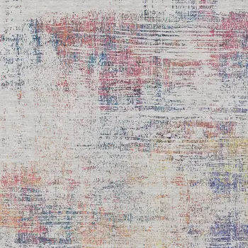 3' X 5' Ivory Orange And Blush Abstract Washable Indoor Outdoor Area Rug