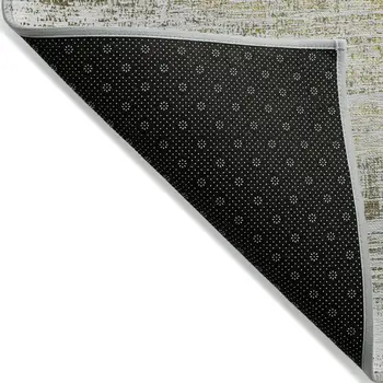 3' X 5' Pearl Ivory And Gold Abstract Washable Indoor Outdoor Area Rug
