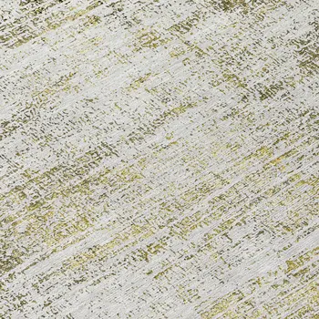 8' Pearl Ivory And Gold Round Abstract Washable Indoor Outdoor Area Rug