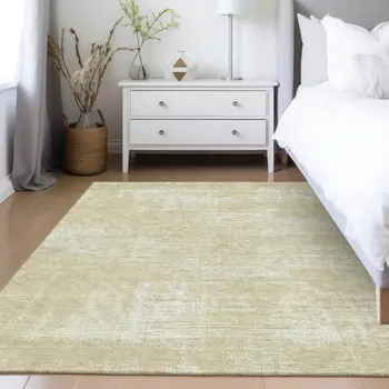 3' X 5' Beige Tan And Taupe Abstract Washable Indoor Outdoor Area Rug