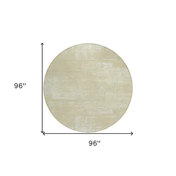 8' Beige Tan And Taupe Round Abstract Washable Indoor Outdoor Area Rug
