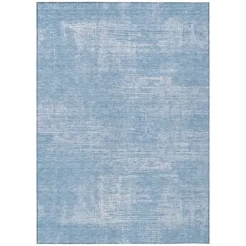 5' X 8' Navy Blue And Sky Blue Abstract Washable Indoor Outdoor Area Rug