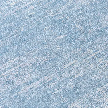 8' Navy Blue And Sky Blue Round Abstract Washable Indoor Outdoor Area Rug