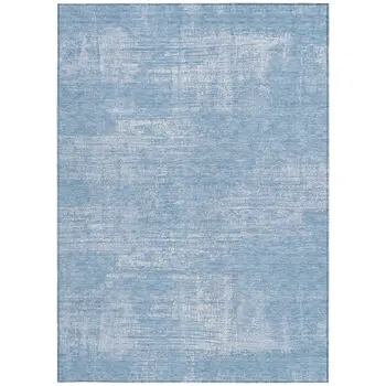 8' X 10' Navy Blue And Sky Blue Abstract Washable Indoor Outdoor Area Rug