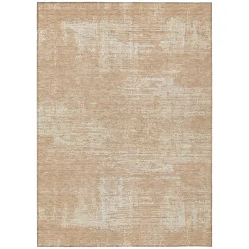 9' X 12' Coral And Salmon Abstract Washable Indoor Outdoor Area Rug