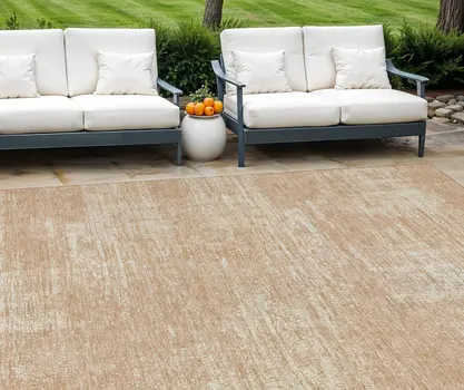 10' X 14' Coral And Salmon Abstract Washable Indoor Outdoor Area Rug