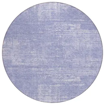 8' Lavender Purple And Lilac Round Abstract Washable Indoor Outdoor Area Rug