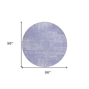 8' Lavender Purple And Lilac Round Abstract Washable Indoor Outdoor Area Rug