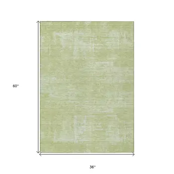 3' X 5' Sage Artichoke Green And Mint Green Abstract Washable Indoor Outdoor Area Rug