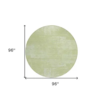 8' Sage Artichoke Green And Mint Green Round Abstract Washable Indoor Outdoor Area Rug
