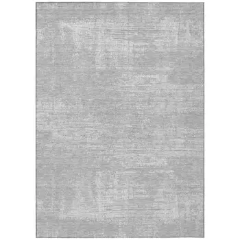 3' X 5' Silver And Gray Abstract Washable Indoor Outdoor Area Rug