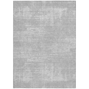 5' X 8' Silver And Gray Abstract Washable Indoor Outdoor Area Rug