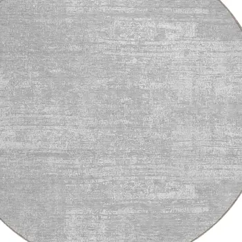 8' Silver And Gray Round Abstract Washable Indoor Outdoor Area Rug