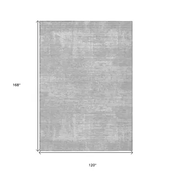 10' X 14' Silver And Gray Abstract Washable Indoor Outdoor Area Rug
