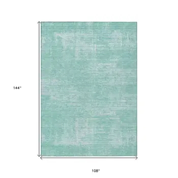 9' X 12' Turquoise And Teal Blue Abstract Washable Indoor Outdoor Area Rug