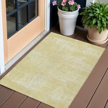 3' X 5' Wheat And Tan Abstract Washable Indoor Outdoor Area Rug