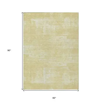 5' X 8' Wheat And Tan Abstract Washable Indoor Outdoor Area Rug