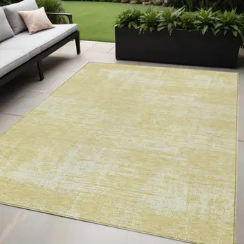 5' X 8' Wheat And Tan Abstract Washable Indoor Outdoor Area Rug