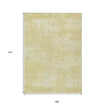 9' X 12' Wheat And Tan Abstract Washable Indoor Outdoor Area Rug