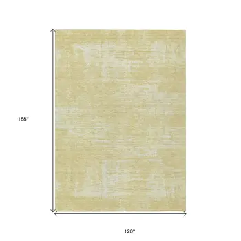 10' X 14' Wheat And Tan Abstract Washable Indoor Outdoor Area Rug