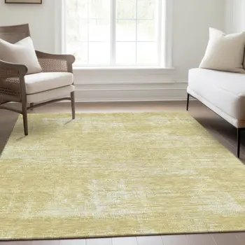 10' X 14' Wheat And Tan Abstract Washable Indoor Outdoor Area Rug
