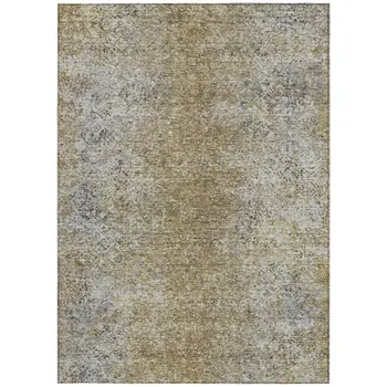 3' X 5' Brown Beige And Charcoal Oriental Washable Indoor Outdoor Area Rug
