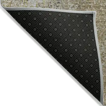 3' X 5' Brown Beige And Charcoal Oriental Washable Indoor Outdoor Area Rug