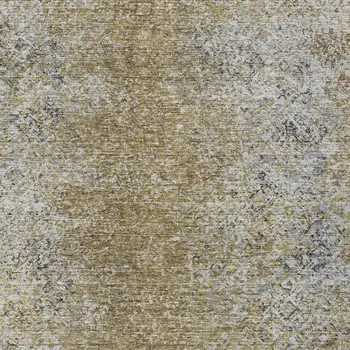 3' X 5' Brown Beige And Charcoal Oriental Washable Indoor Outdoor Area Rug