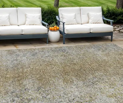 9' X 12' Brown Beige And Charcoal Oriental Washable Indoor Outdoor Area Rug