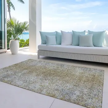 9' X 12' Brown Beige And Charcoal Oriental Washable Indoor Outdoor Area Rug