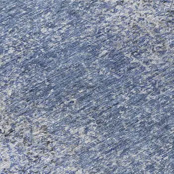 8' Denim Blue And Sky Blue Round Oriental Washable Indoor Outdoor Area Rug