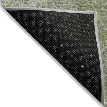 5' X 8' Fern Green Artichoke Green And Ivory Oriental Washable Indoor Outdoor Area Rug