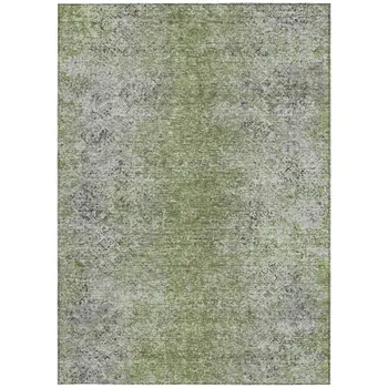 10' X 14' Fern Green Artichoke Green And Ivory Oriental Washable Indoor Outdoor Area Rug