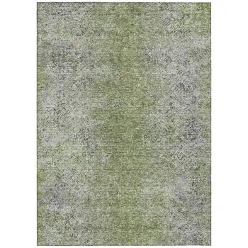 10' X 14' Fern Green Artichoke Green And Ivory Oriental Washable Indoor Outdoor Area Rug
