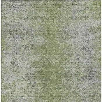 10' X 14' Fern Green Artichoke Green And Ivory Oriental Washable Indoor Outdoor Area Rug