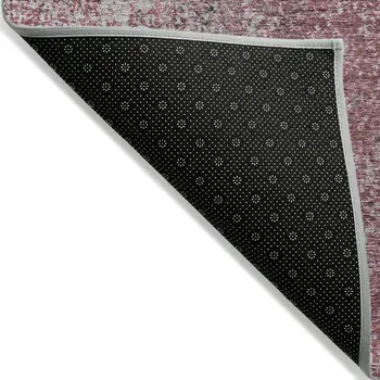 3' X 5' Merlot Silver And Gray Oriental Washable Indoor Outdoor Area Rug