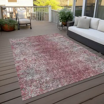 3' X 5' Merlot Silver And Gray Oriental Washable Indoor Outdoor Area Rug