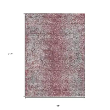 8' X 10' Merlot Silver And Gray Oriental Washable Indoor Outdoor Area Rug