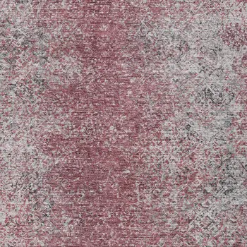 8' X 10' Merlot Silver And Gray Oriental Washable Indoor Outdoor Area Rug